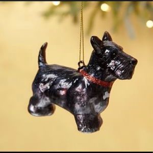 New West Elm Glass Scottie Dog Christmas Ornament
